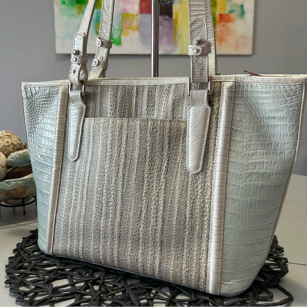 Brahmin Medium Asher Tote Zip Top Tote Sea Glass Edgewater